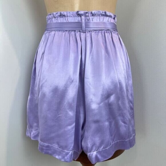 Brand New Sabina Musayev Women's Small Lilac Purple James Shorts Belted Satin - Picture 5 of 16